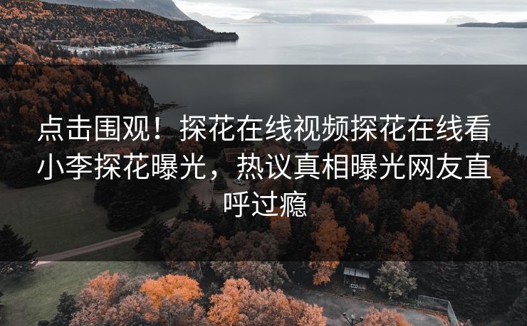 点击围观！探花在线视频探花在线看小李探花曝光，热议真相曝光网友直呼过瘾  第1张