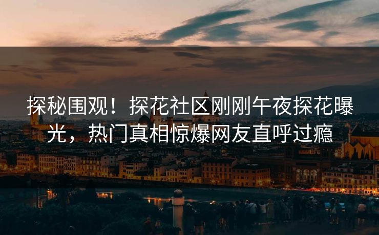 探秘围观！探花社区刚刚午夜探花曝光，热门真相惊爆网友直呼过瘾