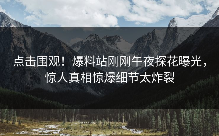 点击围观！爆料站刚刚午夜探花曝光，惊人真相惊爆细节太炸裂  第1张