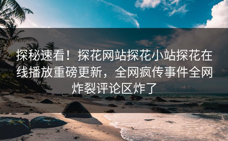 探秘速看！探花网站探花小站探花在线播放重磅更新，全网疯传事件全网炸裂评论区炸了