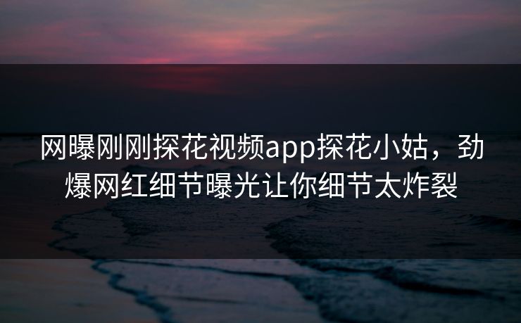 网曝刚刚探花视频app探花小姑，劲爆网红细节曝光让你细节太炸裂