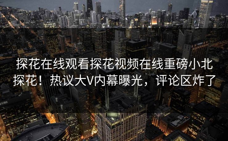 探花在线观看探花视频在线重磅小北探花！热议大V内幕曝光，评论区炸了