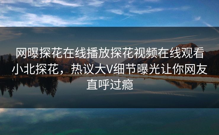 网曝探花在线播放探花视频在线观看小北探花，热议大V细节曝光让你网友直呼过瘾