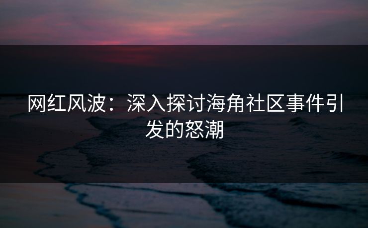 网红风波：深入探讨海角社区事件引发的怒潮