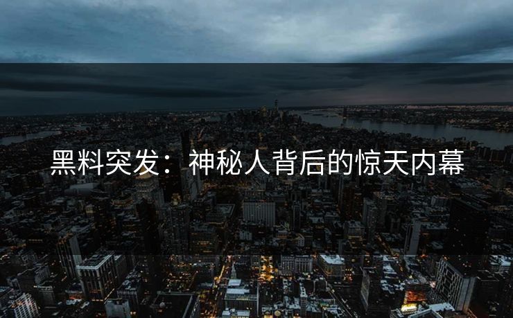 黑料突发：神秘人背后的惊天内幕  第1张