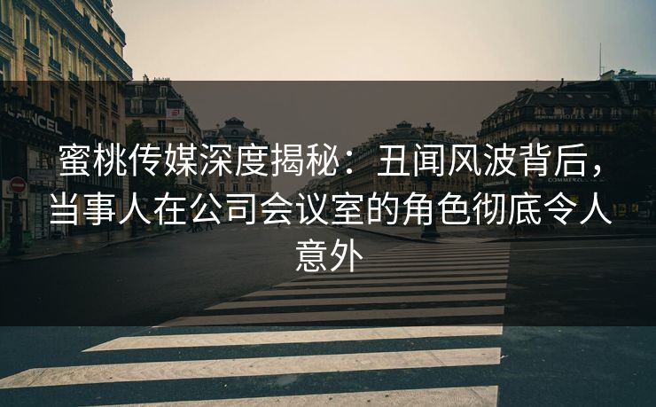 蜜桃传媒深度揭秘：丑闻风波背后，当事人在公司会议室的角色彻底令人意外