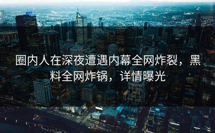 圈内人在深夜遭遇内幕全网炸裂，黑料全网炸锅，详情曝光